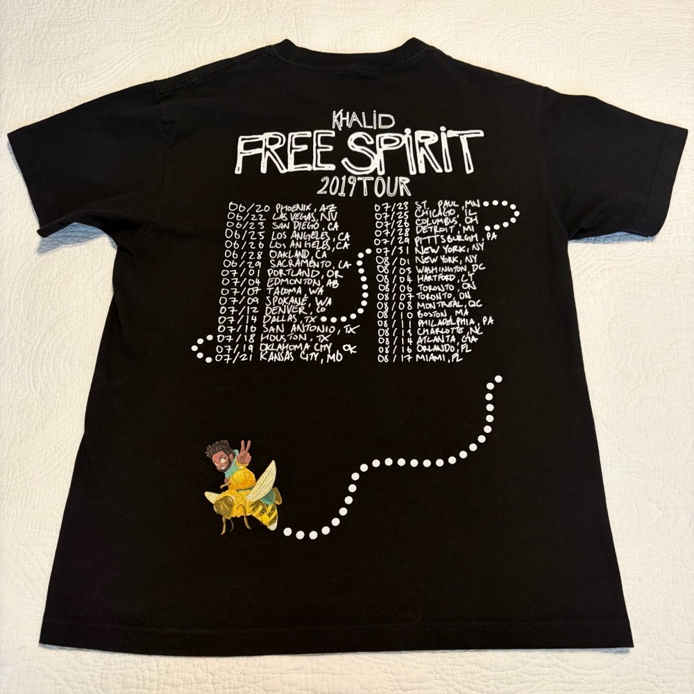 Khalid Free Spirit 2019 Tour Graphic T-shirt Men Black Short Sleeve Medium